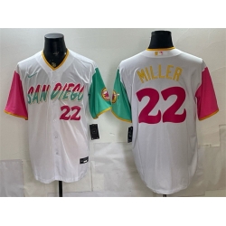 Men San Diego Padres  22 Mason Miller 2022 White City Connect Cool Base Stitched Baseball Jersey