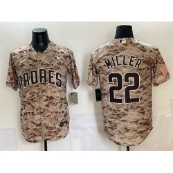 Men San Diego Padres  22 Mason Miller Tan Camo Cool Base Stitched Baseball Jersey
