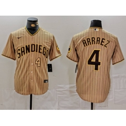 Men San Diego Padres 4 Luis Arraez Tan Cool Base Stitched Baseball Jersey 1