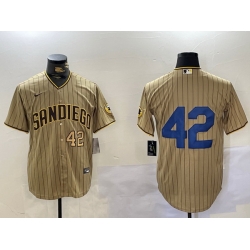 Men San Diego Padres 42 Jackie Robinson Tan Cool Base Stitched Baseball Jersey 2