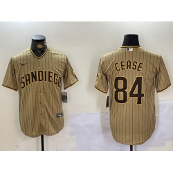 Men San Diego Padres 84 Dylan Cease Tan Cool Base Stitched Baseball Jersey