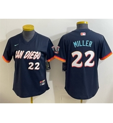 Women San Diego Padres 22 Mason Miller Obsidian 2026 City Connect Stadium Stitched Baseball Jersey Women San Diego Padres 22 Mason Miller Obsidian 2026 City Connect Stadium Stitched Baseball Jersey