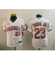 Youth San Diego Padres 23 Fernando Tatis Jr  White Mexico Cool Base Stitched Baseball Jersey