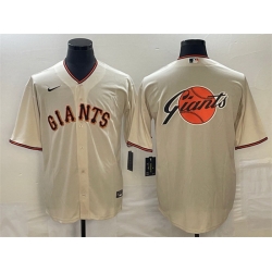 Men San Francisco Giants Cream Team Big Logo Cool Base Stitched Baseball Jersey