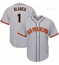 Mens Majestic San Francisco Giants 1 Gregor Blanco Replica Grey Road Cool Base MLB Jersey 