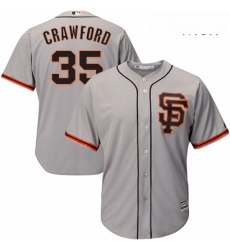 Mens Majestic San Francisco Giants 35 Brandon Crawford Replica Grey Road 2 Cool Base MLB Jersey