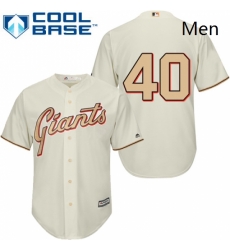 Mens Majestic San Francisco Giants 40 Madison Bumgarner Authentic Cream Commemorative Cool Base MLB Jersey