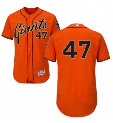 Mens Majestic San Francisco Giants 47 Johnny Cueto Orange Alternate Flex Base Authentic Collection MLB Jersey