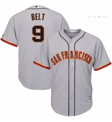 Mens Majestic San Francisco Giants 9 Brandon Belt Replica Grey Road Cool Base MLB Jersey