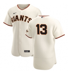 San Francisco Giants 13 Austin Slater Men Nike Cream Home 2020 Authentic Player MLB Jersey