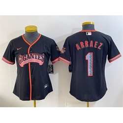 Women San Francisco Giants  1 Luis Arraez Black 2026 Alternate Stadium Stitched Baseball Jersey  