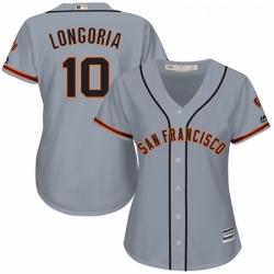 Womens Majestic San Francisco Giants 10 Evan Longoria Replica Grey Road Cool Base MLB Jersey  Womens Majestic San Francisco Giants 10 Evan Longoria Replica Grey Road Cool Base MLB Jersey