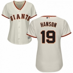 Womens Majestic San Francisco Giants 19 Alen Hanson Replica Cream Home Cool Base MLB Jersey  Womens Majestic San Francisco Giants 19 Alen Hanson Replica Cream Home Cool Base MLB Jersey