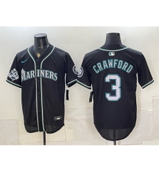Men Seattle Mariners  3 J P  Crawford Black 50th Anniversary Alternate Stitched Baseball Jersey