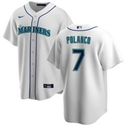 Men Seattle Mariners 7 Jorge Polanco White Cool Base Stitched Jersey