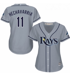 Womens Majestic Tampa Bay Rays 11 Adeiny Hechavarria Replica Grey Road Cool Base MLB Jersey 