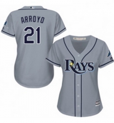 Womens Majestic Tampa Bay Rays 21 Christian Arroyo Replica Grey Road Cool Base MLB Jersey 