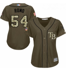 Womens Majestic Tampa Bay Rays 54 Sergio Romo Authentic Green Salute to Service MLB Jersey 