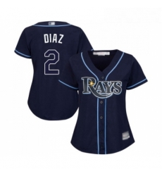 Womens Tampa Bay Rays 2 Yandy Diaz Replica Navy Blue Alternate Cool Base Baseball Jersey 