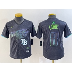 Youth Tampa Bay Rays 8 Brandon Lowe Charcoal 2024 City Connect Limited Stitched Baseball Jerseys 2