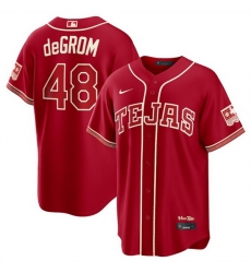 Men Texas Rangers  48 Jacob deGrom Red 2026 City Connect Stadium Stitched Baseball Jersey