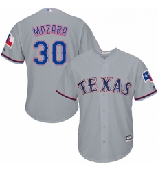 Youth Majestic Texas Rangers 30 Nomar Mazara Authentic Grey Road Cool Base MLB Jersey