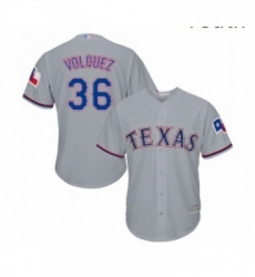 Youth Texas Rangers 36 Edinson Volquez Replica Grey Road Cool Base Baseball Jersey 