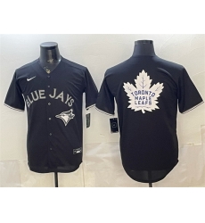 Men Toronto Blue Jays Leafs With White Leafs Logo Black Lights Out Limited Stitched Baseball Jersey Men Toronto Blue Jays Leafs With White Leafs Logo Black Lights Out Limited Stitched Baseball Jersey