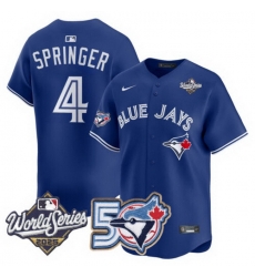 Men Women Youth Blue Jays 50th Patch 2025 World Series Royal 4 Springer Stitched Jersey 