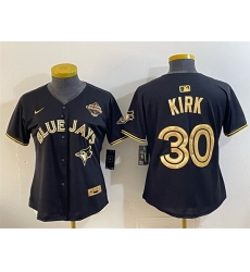 Women Toronto Blue Jays 30 Alejandro Kirk Black Gold 2025 American League Champions Limited Stitched Baseball Jersey 
