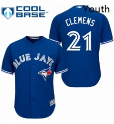 Youth Majestic Toronto Blue Jays 21 Roger Clemens Replica Blue Alternate MLB Jersey