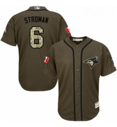 Youth Majestic Toronto Blue Jays 6 Marcus Stroman Replica Green Salute to Service MLB Jersey