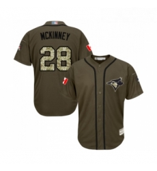 Youth Toronto Blue Jays 28 Billy McKinney Authentic Green Salute to Service Baseball Jersey 