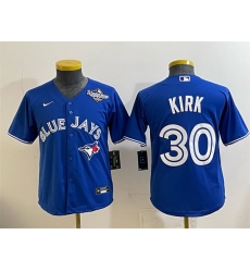 Youth Toronto Blue Jays 30 Alejandro Kirk Royal 2025 World Series Cool Base Stitched Baseball Jersey