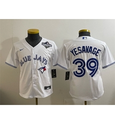 Youth Toronto Blue Jays 39 Trey Yesavage White 2025 World Series Cool Base Stitched Baseball Jersey Youth Toronto Blue Jays 39 Trey Yesavage White 2025 World Series Cool Base Stitched Baseball Jersey