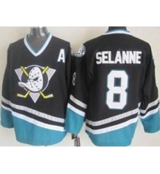 Anaheim Ducks 8 Teemu Selanne Black NHL Hockey Jersey