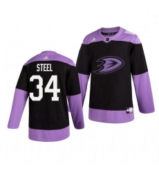 Ducks 34 Sam Steel Black Purple Hockey Fights Cancer Adidas Jersey