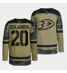 Men Anaheim Ducks 20 Nicolas Deslauriers 2022 Camo Military Appreciation Night Stitched jersey