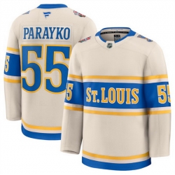 Men St  Louis Blues 55 Colton Parayko Cream 2024 25 Winter Classic Stitched Hockey Jersey