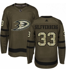 Mens Adidas Anaheim Ducks 33 Jakob Silfverberg Premier Green Salute to Service NHL Jersey 