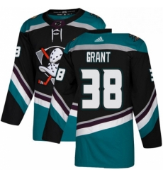 Mens Adidas Anaheim Ducks 38 Derek Grant Authentic Black Teal Third NHL Jersey 