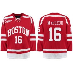 Boston University Terriers BU 16 John MacLeod Red Stitched Hockey Jersey