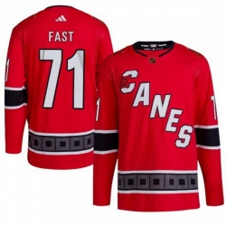 Men Carolina Hurricanes 71 Jesper Fast 2022 23 Reverse Retro Red Stitched Jersey