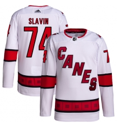 Men Carolina Hurricanes Jaccob Slavin 74 White Adidas Reverse Retro Jersey