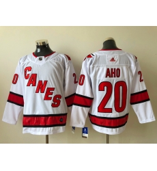 Men Carolina Hurricanes Sebastian Aho 20 White Adidas Reverse Retro Jersey