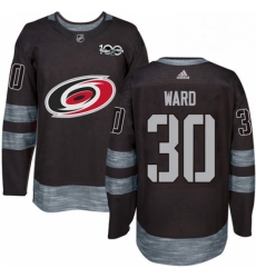 Mens Adidas Carolina Hurricanes 30 Cam Ward Premier Black 1917 2017 100th Anniversary NHL Jersey 