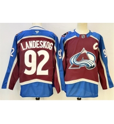 Men Colorado Avalanche 92 Gabriel Landeskog Burgundy 2024 25 With C Patch Stitched Jersey