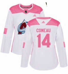 Womens Adidas Colorado Avalanche 14 Blake Comeau Authentic WhitePink Fashion NHL Jersey 