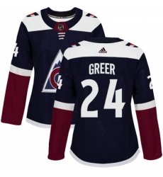 Womens Adidas Colorado Avalanche 24 AJ Greer Authentic Navy Blue Alternate NHL Jersey 