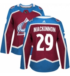 Womens Adidas Colorado Avalanche 29 Nathan MacKinnon Premier Burgundy Red Home NHL Jersey 